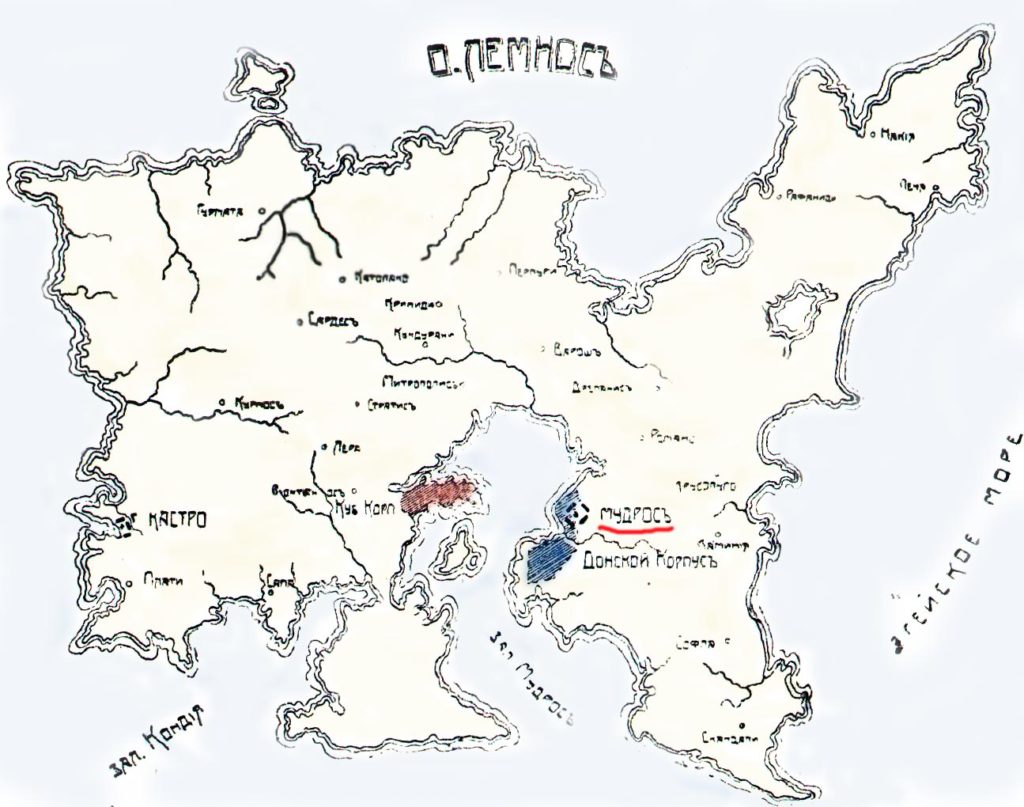 Греция, остров Лемнос, карта. Казачьи лагеря и русское кладбище