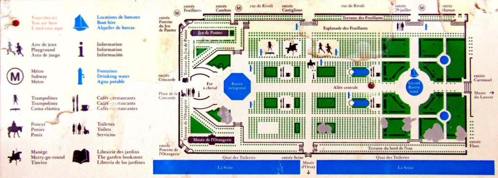 План схема Сада Тюильри в Париже